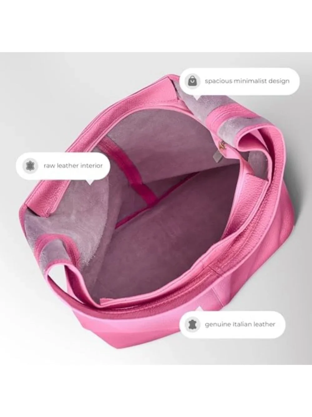 Soft Pink Genuine Leather Hobo Bag | Large Slouchy Shoulder Tote with Zipper